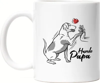 Produktbild von Hundepapa Tasse Weiss Mit Hund Motiv Für Hundebesitzer Hundeliebhaber