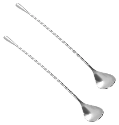 2 Spiral-Cocktaillöffel aus Edelstahl 304, lang, langlebig