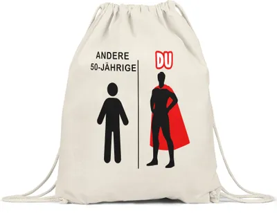 Produktbild von Andere 50-Jährige Du Turnbeutel Gymsack  Geburtstagsgeschenk zum 50. Lustige Geschenkidee Superheld