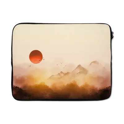 Produktbild von MuchoWow® Laptop Hülle 17 Zoll Laptoptasche Malerei - Sonne - Landschaft - Vögel - Zipper - Schutzabdeckung
