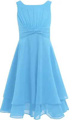 Produktbild von Mädchen Sommer Kleid Gr. 128 Cm Chiffon Ärmellos Partykleid Knielang Hochzeit Blumenmädchen Brautjungfernkleid