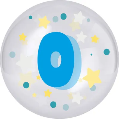 Produktbild von Transparenter Ballon mit Blauer Drucknummer 0, 45 cm