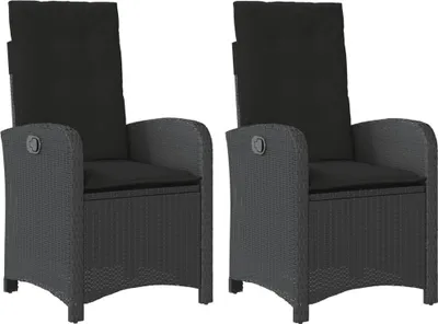 Immagine prodotto di vidaXL Poltrona da giardino con cuscino 2 pz. Regolabile in Poly Rattan nero