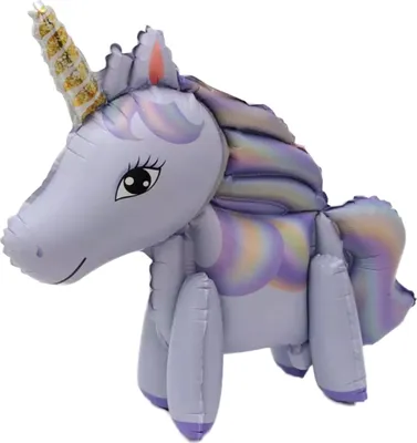 Produktbild von Folienballon 3D Einhorn, violett mit lila Mähne, ca. 45 cm
