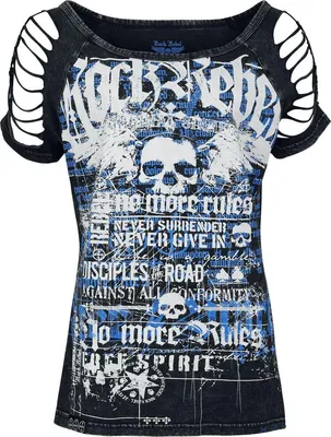 Produktbild von Rock Rebel by EMP Damen graues T-Shirt mit Cold-Shoulder L