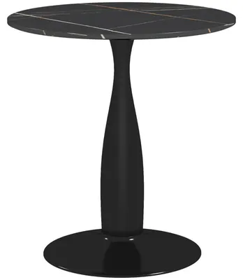 Image de Table ronde pour 2 personnes – en MDF et en acier | Couleur : noir | Dimensions : 70x70x74 cm