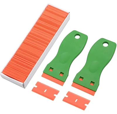 Produktbild von Kunststoff Schaber Set mit 100 Klingen Grün 2 Stück