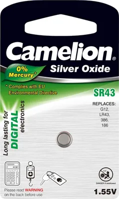 Produktbild von Camelion Silber-Oxid Knopfzelle SR43 / G12 / LR43 / 186 / 386 1er Blister
