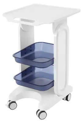 Image de Chariot de service à roulettes - 3 niveaux - 44x36 cm - Espacement des étagères : 18 cm - Capacité de charge : 60 kg - Plastique - Blanc