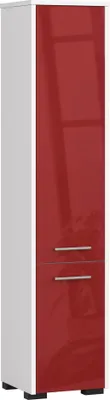 Produktbild von Badezimmer-Hochschrank FIN 2D 2 Türen (je oben und unten) B30 x H140 x T30 cm Gewicht 25 kg auch als Hängeschrank für Wandmontage geeignet Farbe: Weiß Rot Glänzend