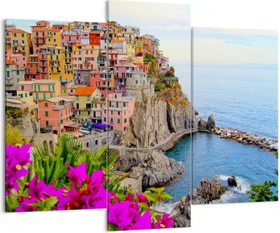 Produktbild von Bild auf Leinwand - Leinwandbild - Italien küste felsen landschaft - 130x100cm - Wand Bild - Wanddeko - Leinwanddruck - Bilder - Kunstdruck - Leinwand bilder - Wandkunst - CB130x100-2684