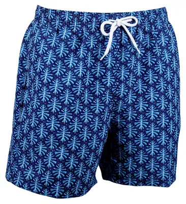Produktbild von Bellonda Übergröße Badeshorts blau-weiß Blätterprint