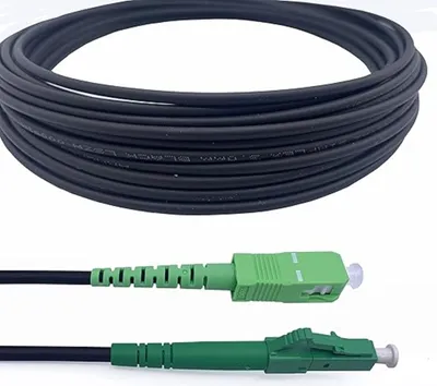 Immagine prodotto di Elfcam - Cavo in fibra ottica armato da 15 m per uso interno ed esterno, LC/APC su SC/APC, OS2 monomodale, simplex, LSZH, nero