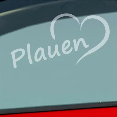 Produktbild von Auto Aufkleber Plauen Herz Stadt City Liebe Love Heimat 15,5x8 cm Milchglas Sticker Heckscheibenaufkleber
