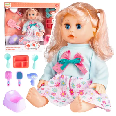 Immagine prodotto di Bambola Malplay, 23 cm, parlante, con vasino, accessori per l'alimentazione e la pettinatura, vestiti, adatta a bambini dai 3 anni in su, ideale come regalo, Immagine generata dall'IA