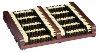 Immagine prodotto di Spazzolone per scarpe Relaxdays, base antiscivolo, setole resistenti in PP, per l'esterno e l'interno, in legno, spazzolone per scarpe, marrone scuro