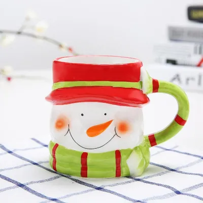Produktbild von 3D Weihnachtstasse Keramik Schneemann Kaffeetasse Teetasse mit Löffel