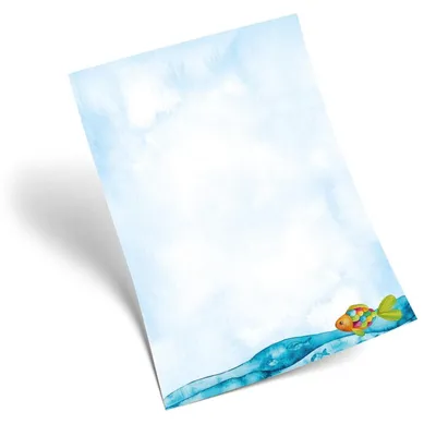 Produktbild von Maritimes Briefpapier türkis bunt mit Regenbogenfisch DIN A4 - Papier zum Bedrucken & Beschriften 100 Blatt50 Blatt