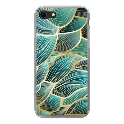 Produktbild von MuchoWow® Handyhülle Schutzhülle Hülle für iPhone SE 2020 Muster - Gold - Abstrakt - Welle Silikon Softcase Handy Hülle - Kartenbesitzer