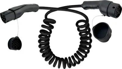 Produktbild von InLine® EV Spiral-Autoladekabel 11kW Typ2, 3-phasig, 7,5m