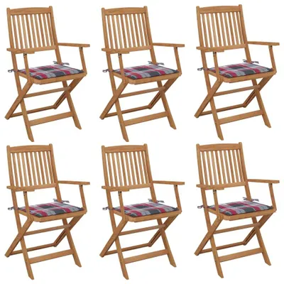 Produktbild von The Living Store Klappbare Gartenstühle 6 Stk. mit Kissen Massivholz Akazie
