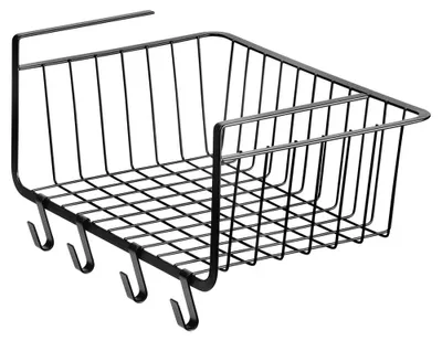 Obrázok produktu pre Závesný kôš pod poličku – úložný kôš – kov – 40,5 x 26 x 16 cm – čierna farba