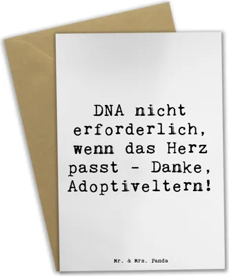 Produktbild von Mr. & Mrs. Panda Grußkarte Spruch Liebe Adoptiveltern - Weiß - Geschenk, weihnachtskarten, elterliche, osterkarten, Handarbeit, Geburtstage, Grußkarten, Familie, Herz