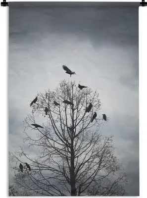 Produktbild von MuchoWow® Wandteppich Wandbehang Vögel in einem Baum 90x135 cm Tapisserie Dekoration Wandtuch - Baumwolle - Wandskulptur