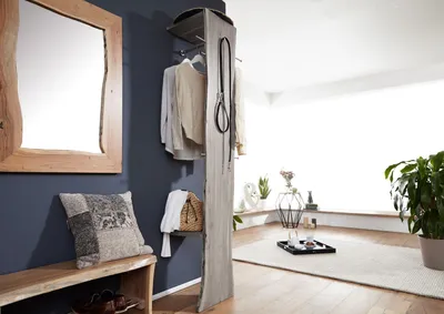Produktbild von MASSIVMOEBEL24 Garderobe Akazie 36x40x200 grau lackiert PURE ACACIA #914