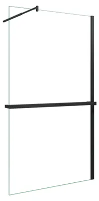 Produktbild von AICA_100x200cm Walk in Schwarz Duschwand mit Stabilisator 8mm NANO ESG-Glas mit Duschregal Handtuchhalter Duschtrennwand F123B