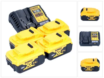 Zdjęcie produktu dla Zestaw startowy akumulatorów DeWalt DCB 1104 P4 12 V / 18 V 4x akumulator 5,0 Ah + ładowarka DCB 1104