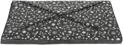 Produktbild von Domarex Wasserdichtes Hundebett mit Reißverschluss 70x50x5 cm – Bequemes und langlebiges Haustierbett für Hunde und Katzen - Silberne Pfoten/Knochen