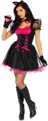 Produktbild von y Katzen-Kostüm für Damen schwarz-rosa