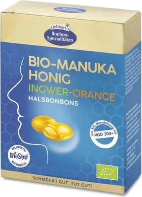 Produktbild von -Manuka Honig - Halsbonbons Ingwer-Orange MGO 300+ 100g