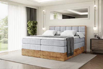 Produktbild von ALTDECOR Boxspringbett mit Matratze und Lattenrost, Topper, Polsterbett mit Bettkasten, Bett mit Stauraum H3- und H4- Matratze, Doppelbett, Springboxbett -LOLLI2 KING-200x200 - Grau Monolith