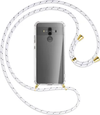 Produktbild von Handykette Backcover-Schutzhülle mit Band (Metall goldfarben) für Huawei Mate 10 Pro - weiß/grau