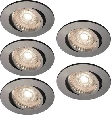 Image de Luminaires encastrés Nordlux Octans Set de 5 lampes LED GU10 4,8 watts nickel mat Spot encastré