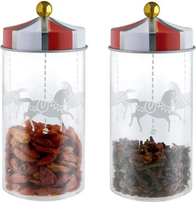 Produktbild von Alessi Circus, Gewürzglas, Mehrfarbig, Transparent, Glas, Zinnteller, 0,15 l, Abnehmbarer Deckel, 5,3 cm