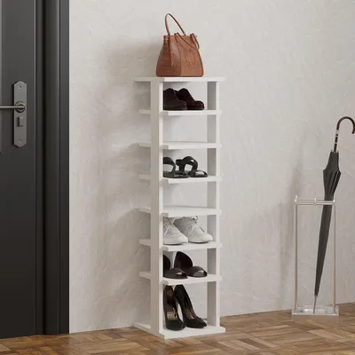 Produktbild von Skye Decor, Ayka - White, Schuhschrank, Weiß, 100% MELAMINBESCHICHTETE SPANNPLATTE, 29,6 x 29,6 x 110 cm