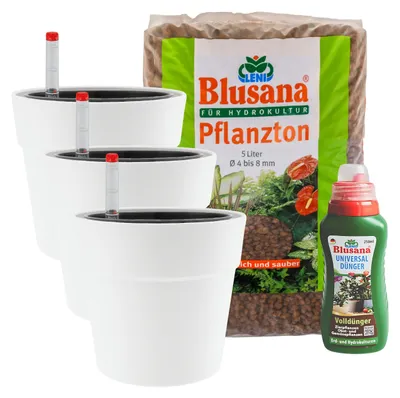 Produktbild von LENI Hydrokultur Komplett-Set mit Blumentopf Kulturtopf Wasserstandsanzeiger und Zubehör Hydrokultursystem Outdoor Indoor