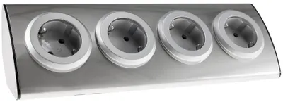 Produktbild von 4-fach Steckdosenblock Edelstahl 90° für Eck- & Aufbaumontage