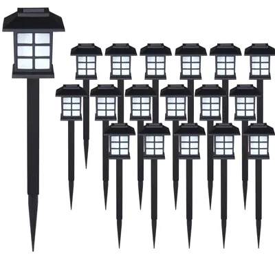 Produktbild von DEUBA® Solarlampe für Außen 18er Set LED Wetterfest IP44 Dämmerungssensor Erdspieß Solar Laterne Schwarz Garten Leuchte Außenleuchte Balkon Deko