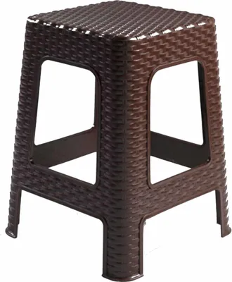 Produktbild von Plasticforte Rattan Tritthocker/Hocker - Kunststoff - braun