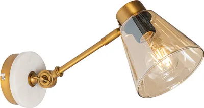 Zdjęcie produktu dla QAZQA - Lampa ścienna Art Deco w brązie z marmurem i szkłem w kolorze bursztynu - Nina I Salon I Sypialnia - Okrągła - LED odpowiedni E27