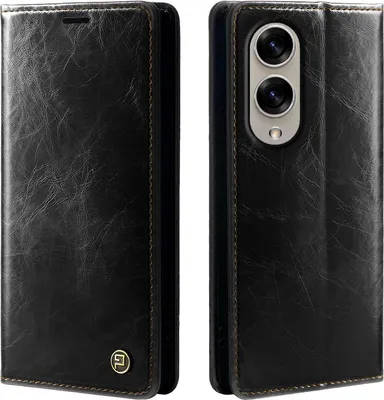 Produktbild von Handyhülle für Samsung Galaxy S25 Edge Kunstleder Flip Vintage Cover Hülle RFID Schutz Case Kartenfach Farbe: Schwarz