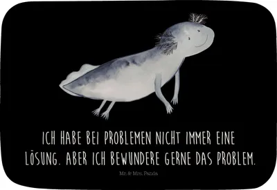 Produktbild von Mr. & Mrs. Panda duschmatte Axolotl Schwimmen - Schwarz - Geschenk, Lurch, Badteppich, Axolot, Optimistisch, Duschvorleger, Badematte, glücklich, Molch, Badvorleger