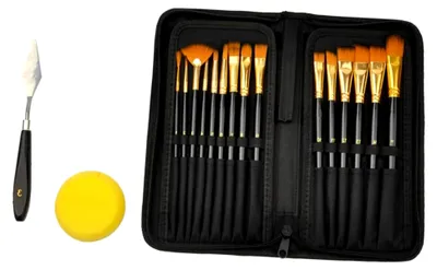 Produktbild von 15stücke Acrylpinsel Set mit Holzgriffen für Malerei Künstlerpinsel-Set mit Verschiedenen Formen für Acrylfarbe Farbe und Malset