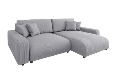 Produktbild von S-STYLE MÖBEL - Emma Ecksofa mit Schlaffunktion und Bettkasten in Cord-Stoff schöner Sitzkomfort, Ottomane rechts, B/T/H: 234 cm / 170 cm / 78 cm