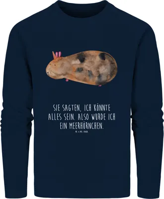 Produktbild von Mr. & Mrs. Panda Baumwoll Pullover Einhorn Meerschweinchen Größe XL - French Navy - Geschenk, Meerhörnchen, Sweater, Pulli, Sweatshirt, Unicorn, Meerschwein, Einhörner