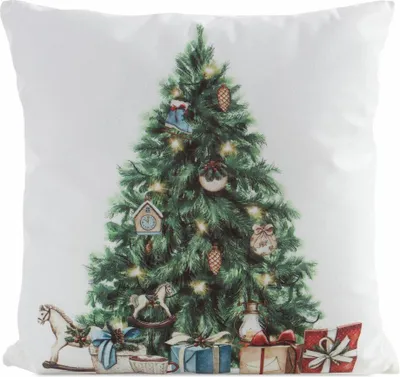 Immagine prodotto di EUROFIRANY | Copricuscino natalizio - Copricuscino - 45 x 45 cm - Bianco - Albero di Natale verde - Copricuscino decorativo - Natale